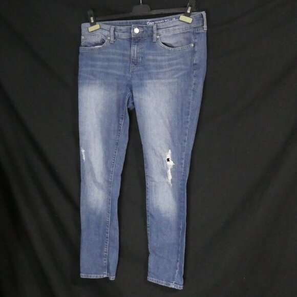 GAP - Skinny Roll Up | 4 / 27 R Regular Fit | Blue Washed Distressed Denim Jeans - Picture 1 of 16
